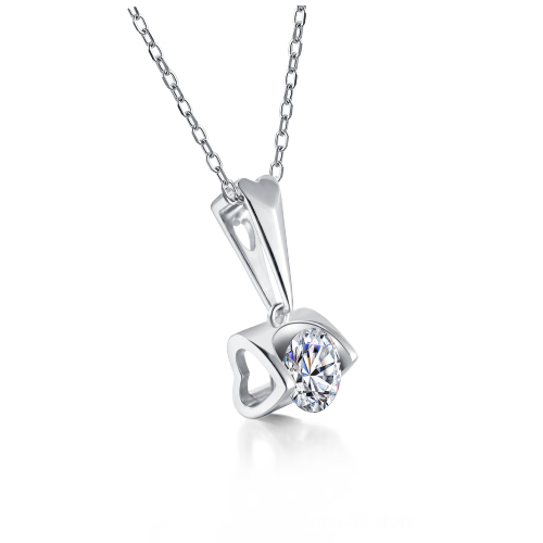 Luxury 925 Sterling Silver Moissanite Diamond Pendant Women Heart Shape Hollow Setting Large Diamond Wedding Party Necklace